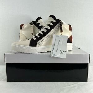 Aqua College Guliette Lace-Up Zip Sneakers- Cow Print Leather- Size 8 - NIB
